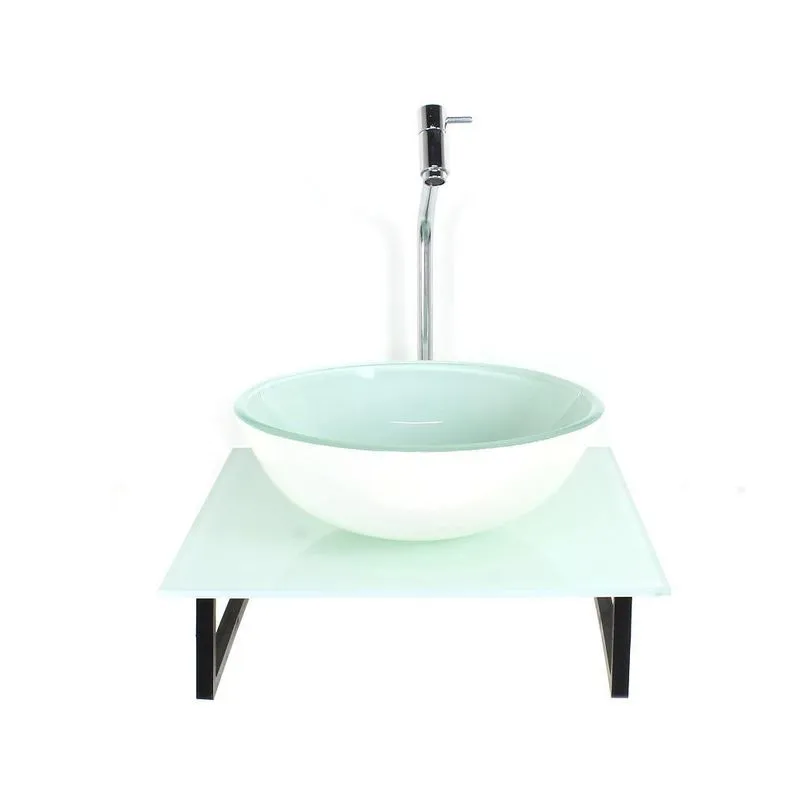 Kit Cuba Vidro Redonda 10mm Tampo Vidro 40cm X 40cm Branco