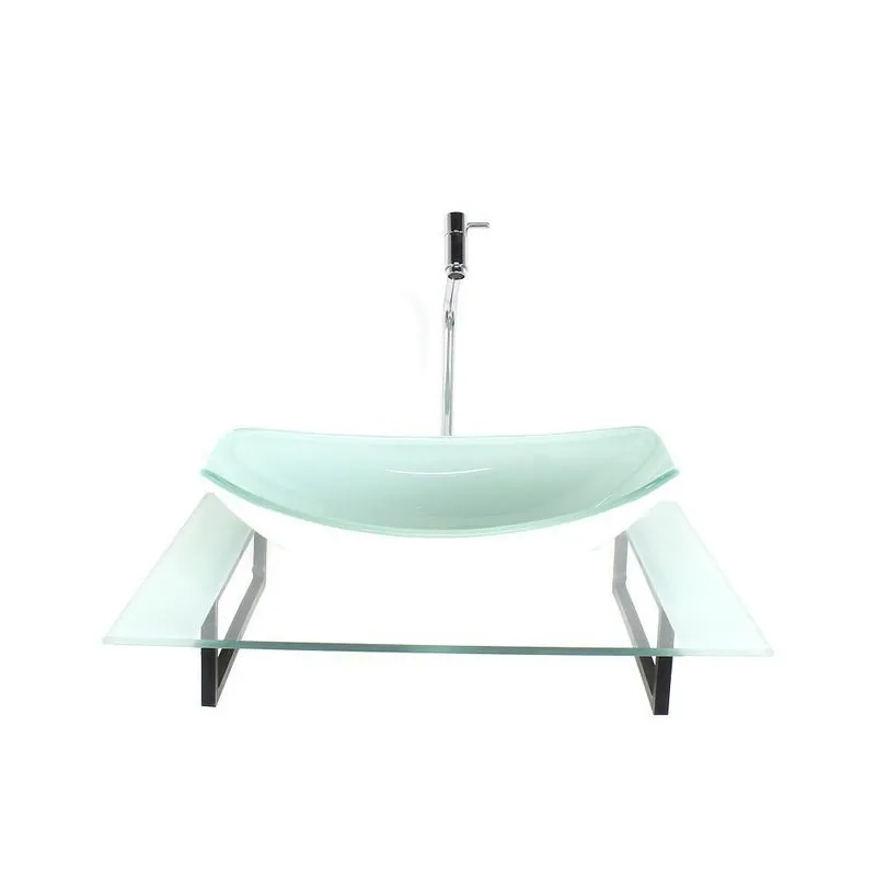 Kit Cuba Vidro Oval Chanfrada Tampo 60cm Branco E Suporte