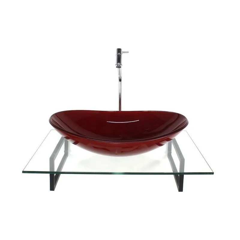 Kit Cuba Vidro Oval Vermelho Ferrari Tampo 60cm Incolor E