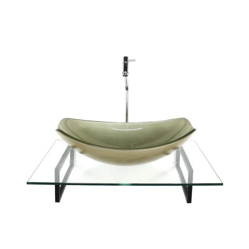 Kit Cuba Vidro Oval Chanfrada Champanhe Tampo 60cm Incolor E