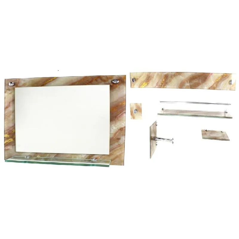 Espelho Banheiro Prateleira 50cm X 40cm Mais Kit Acessórios