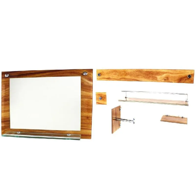 Espelho Banheiro Prateleira 60cm X 45cm Mais Kit Acessórios