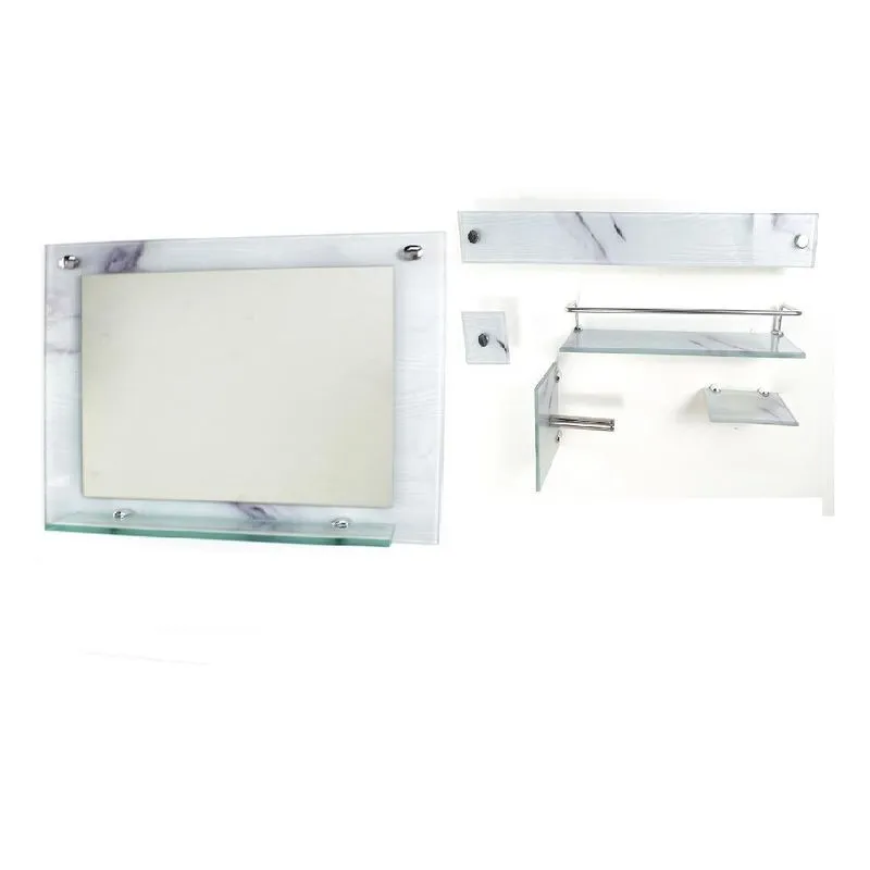 Espelho Banheiro Prateleira 60cm X 45cm Mais Kit Acessórios