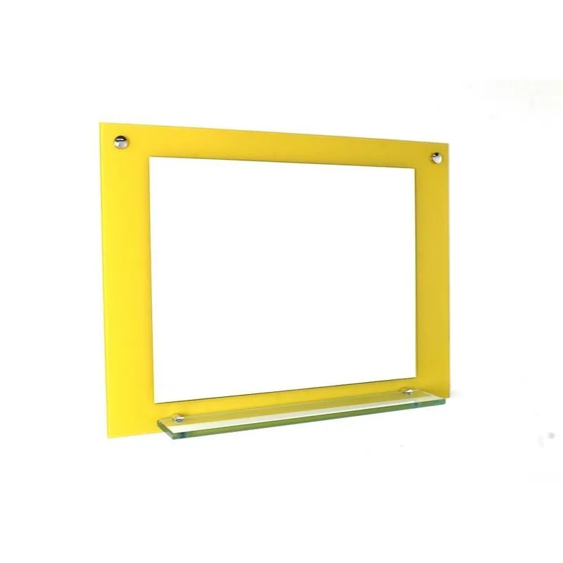 Espelho Para Banheiro Com Prateleira 50cm Amarelo