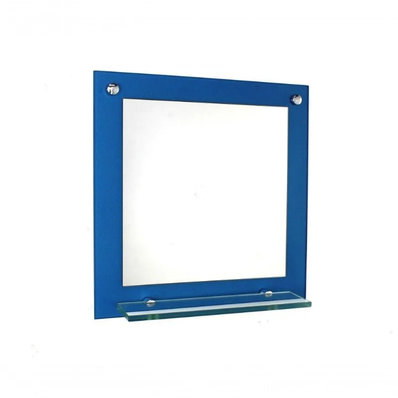 Espelho Para Banheiro Com Prateleira 40cm Azul Escuro