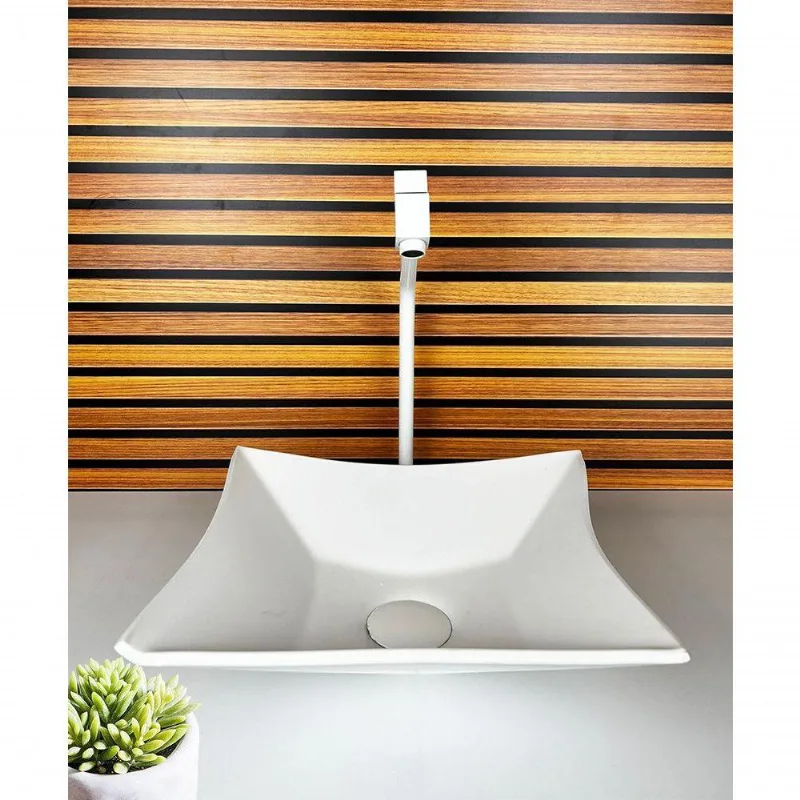 Kit Cuba Vidro Quadrada 30Cm + Torneira + Valvula Branco Fosco