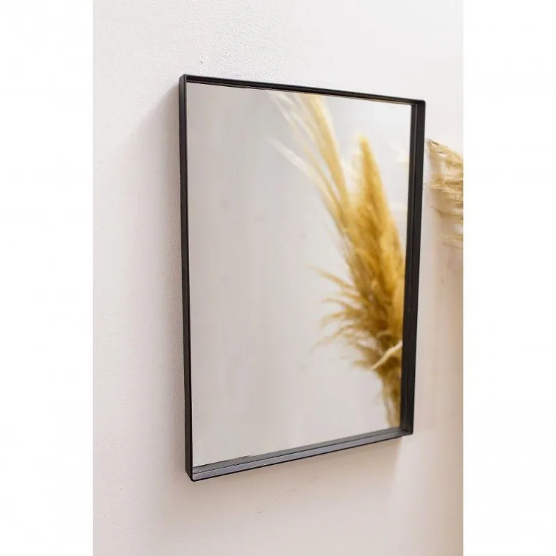 Espelho Luxo Quadrado Retrô 60X60Cm Banheiro Sala Quarto Hall Moldura Preto