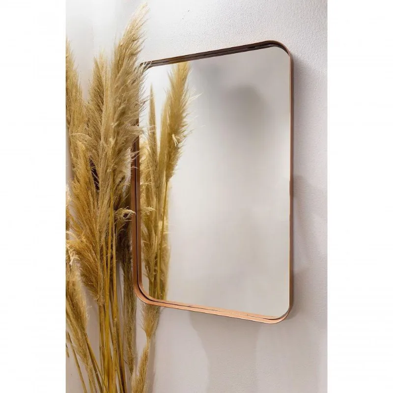 Espelho Luxo Retangular Retrô 120X60Cm Banheiro Sala Quarto Hall Moldura Bronze