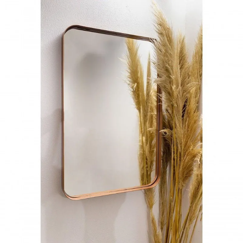 Espelho Luxo Retangular Retrô 90X60Cm Banheiro Sala Quarto Hall Moldura Bronze
