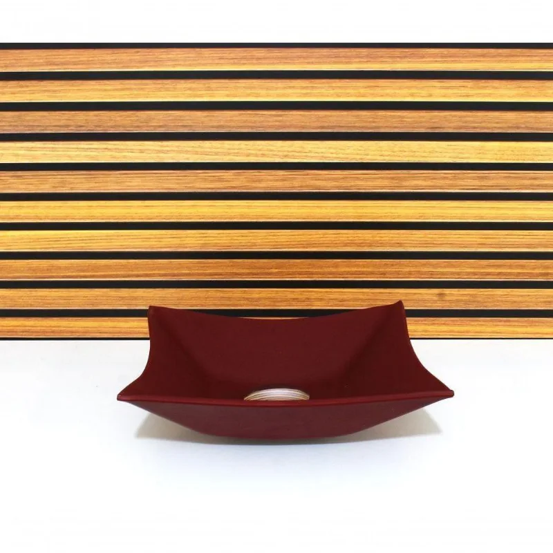 Cuba Vidro Quadrada 34cm Vermelho Fosco Com Valvula