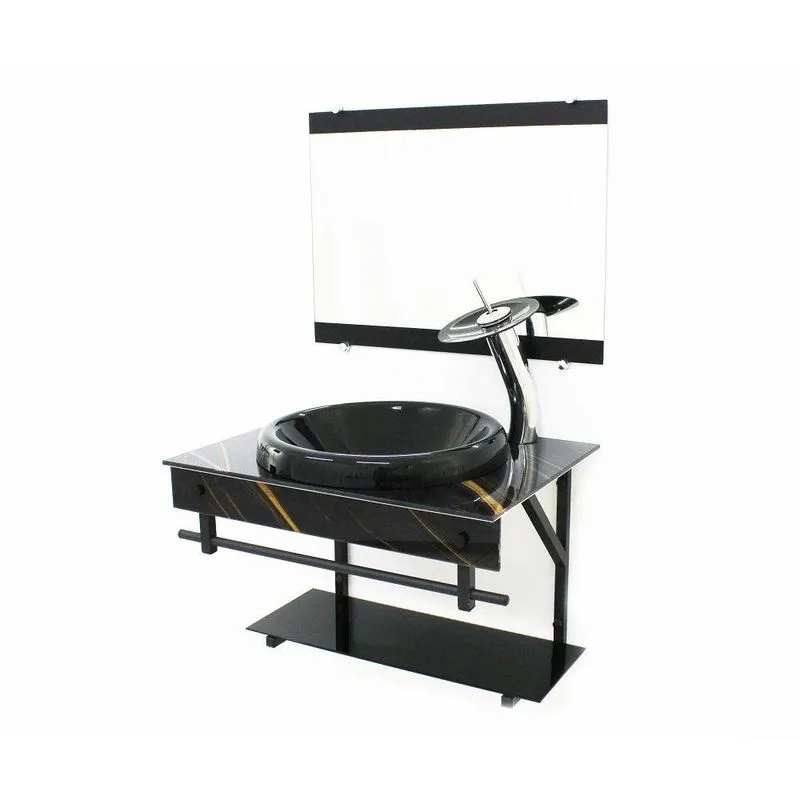Gabinete de Vidro Para Banheiro Apx 60cm com Cuba Chapeu
