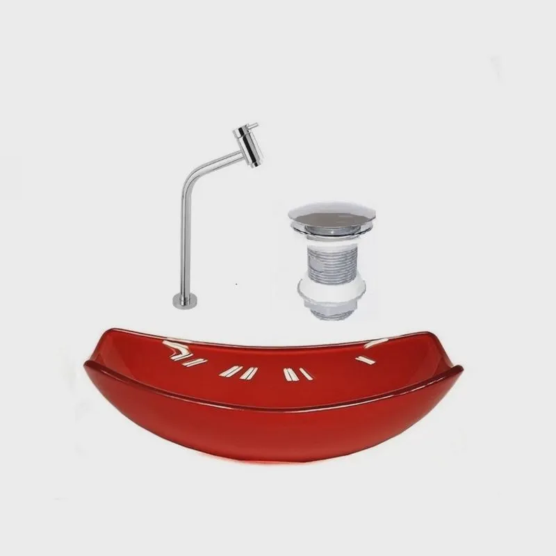 Kit Cuba de Vidro + Torneira para Lavatório Oval Chanfrada 36cm