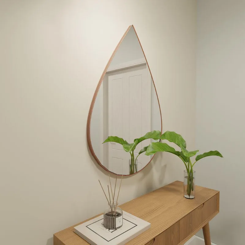 Espelho Orgânico 115cm X 70cm E12 Moldura Couro Caramelo Luxo Lançamento Quarto