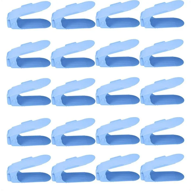Kit 20 Organizador De Sapato Reforçado Com 3 Alturas Azul