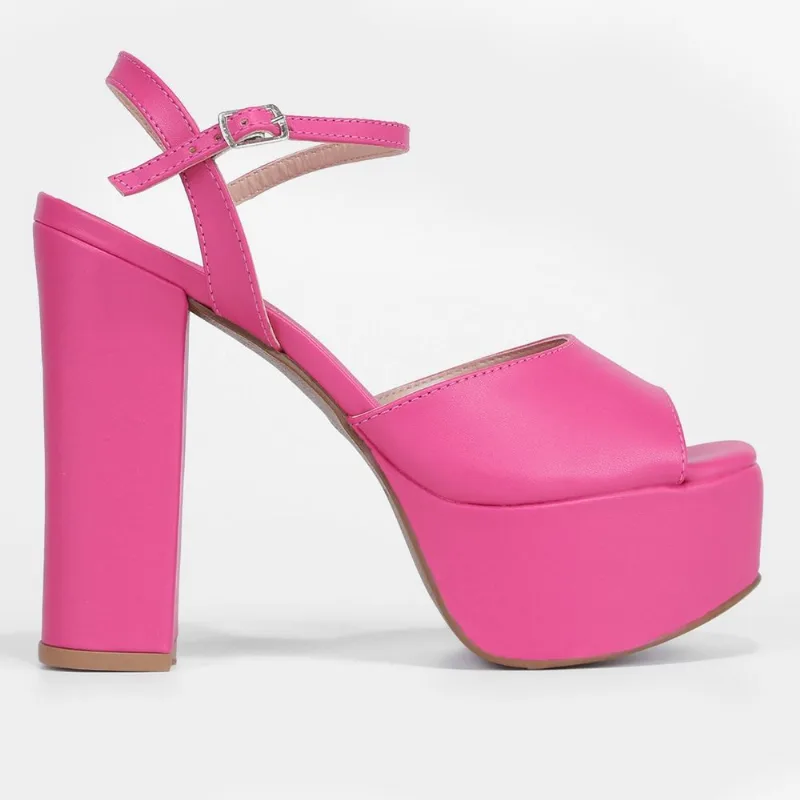 Sandália Shoestock Meia Pata Alta Bico Redondo Feminina - Feminino - Pink