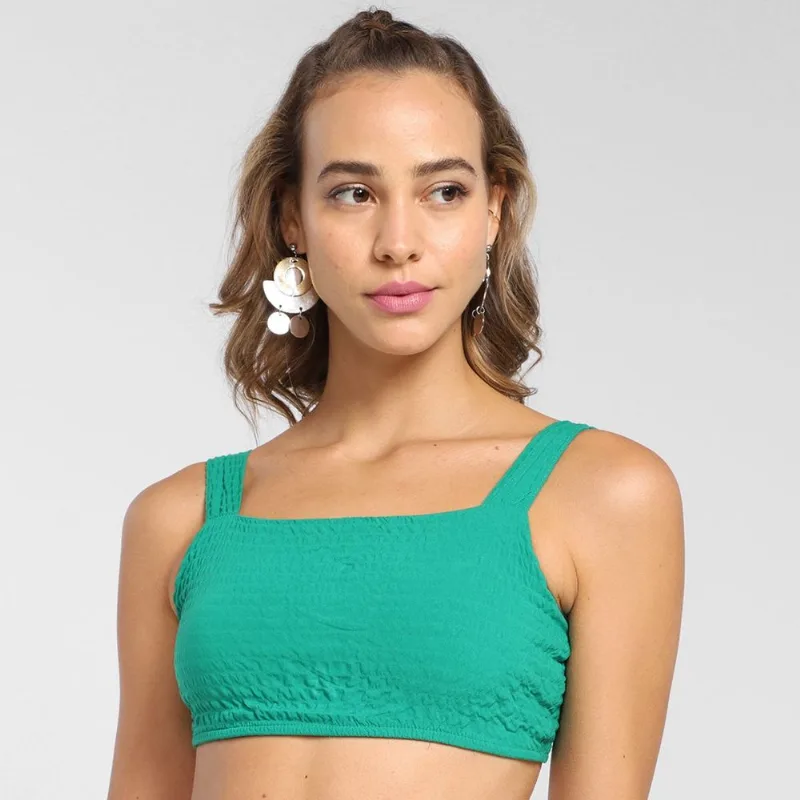 Top Colcci Reto Liso Feminino - Feminino - Verde
