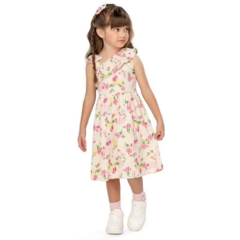 Vestido Canelado Linho Florido