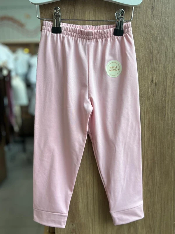 CALÇA LISA BÁSCA ELÁSTICO CÓS TERMICA MENINA ANGERÔ Rosa / 14