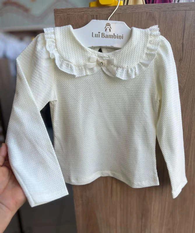 BLUSA MANGA LONGA GOLA LAÇO LISA MENINA ANGERÔ OFF / 6