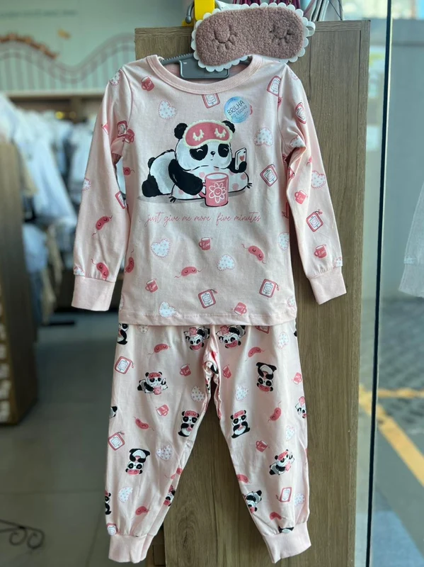 CONJUNTO PIJAMA BLUSA MANGA LONGA PANDA SONO BRILHA NO ESCURO E CALÇA MENINA ANGERÔ ROSA CLARO / 8