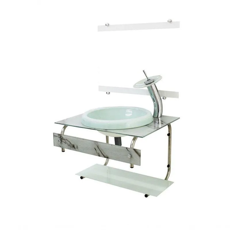 Gabinete de Vidro Para Banheiro 60cm It Inox com Cuba Chapéu