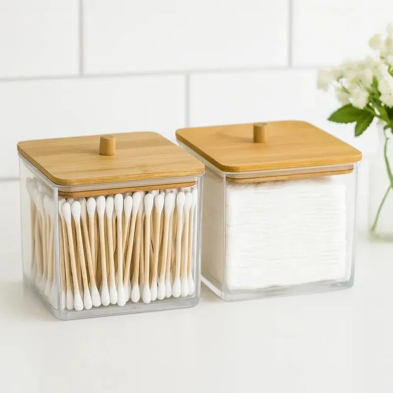 Kit Higiene Porta Algodão E Cotonete Para Banheiro E Quarto