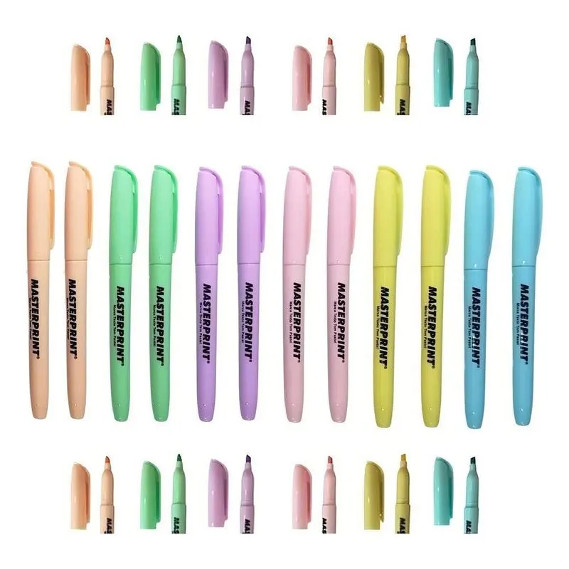 Caneta Marca Texto Pastel Masterprint Caixa Com 6 Unidades