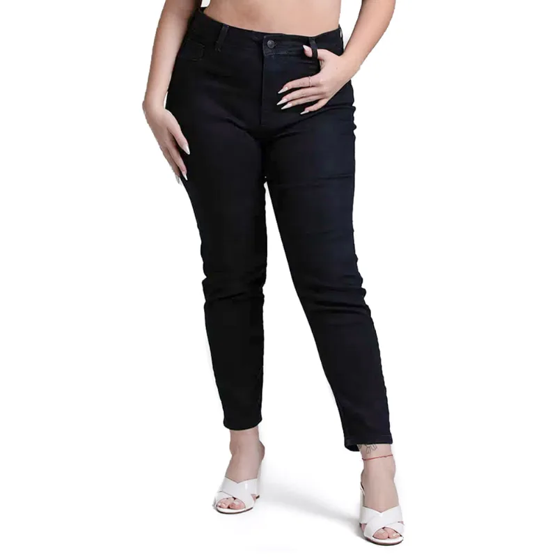 Calça de Sarja Feminina Sawary Plus Size Cigarrete Preto - 50