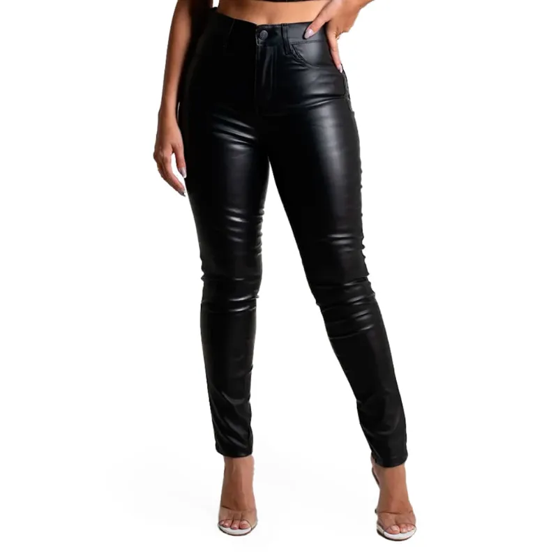 Calça Feminina Sawary Cigarrete Resinada Preto - 44