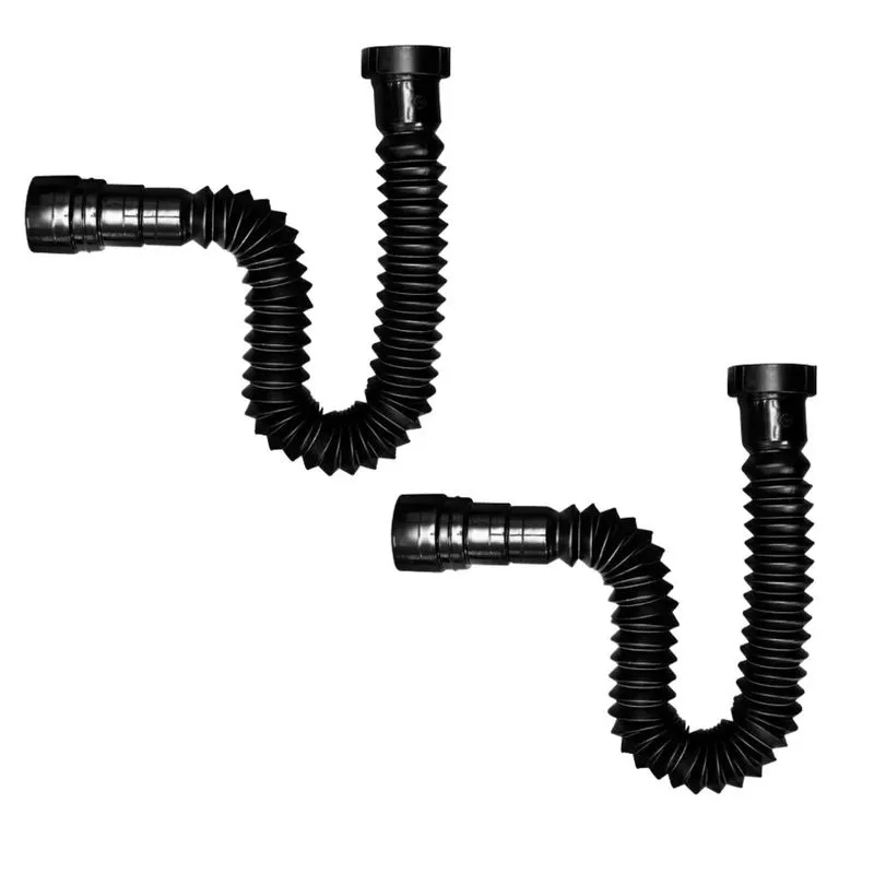 Kit 2 Sifão Sanfonado Flex Preto Black Pia Banheiro Cozinha