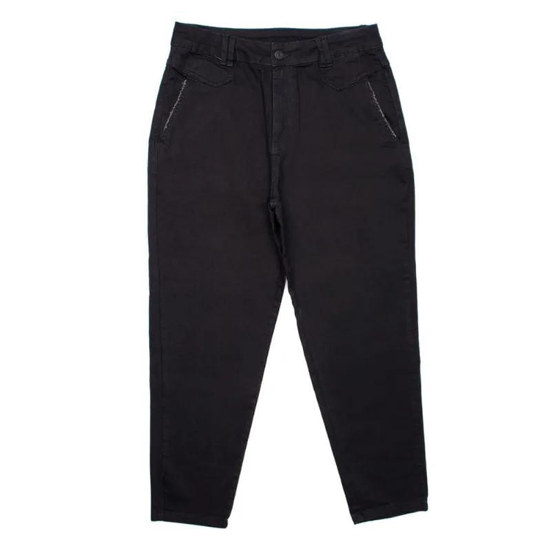 Calça Feminina Sawary Plus Size Mom Sarja Preto - 48