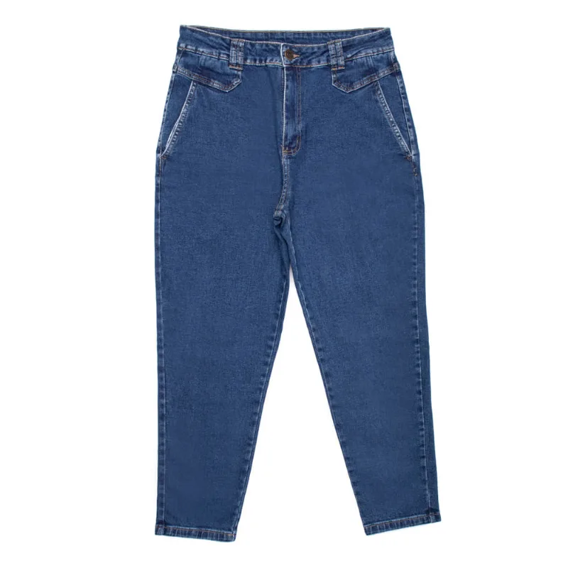 Calça Jeans Feminina Sawary Plus Size Mom Azul - 50