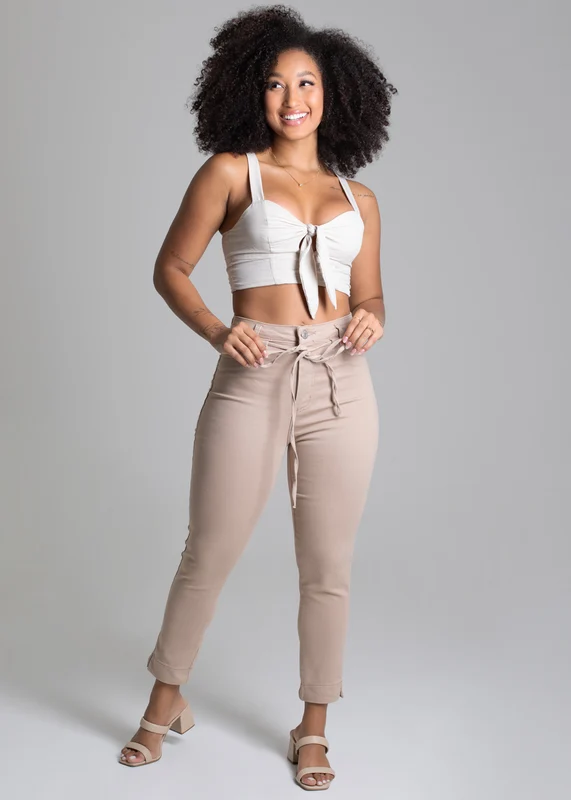 Calça Sarja Sawary Cropped - 275180 BEGE BEGE / 36