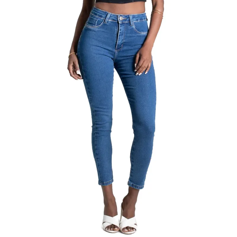 Calça Jeans Feminina Sawary Push Up Básica Azul - 46