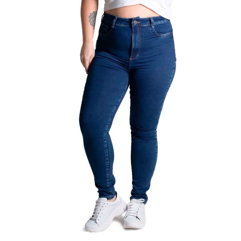 Calça Jeans Feminina Sawary Plus Size Skinny Up Azul Escuro - 54