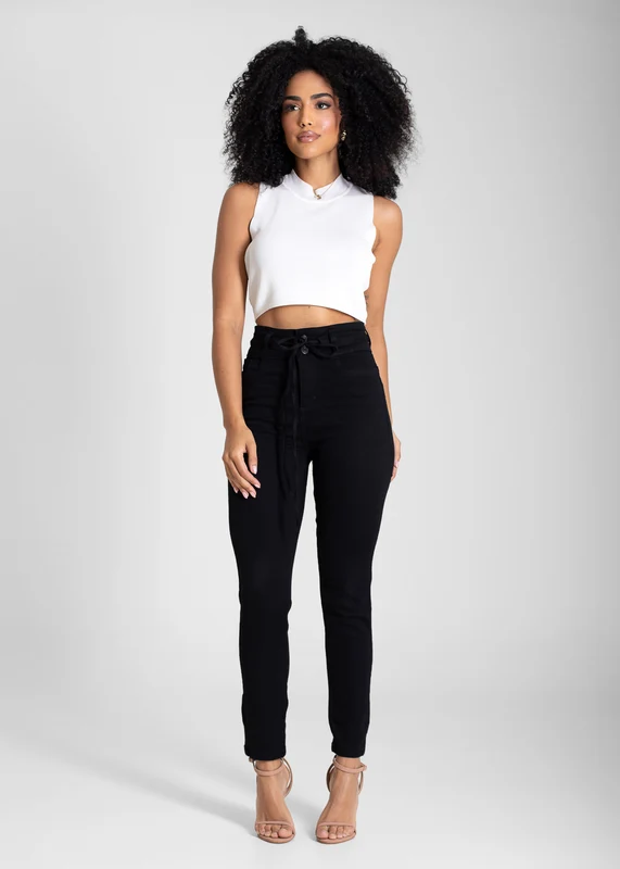 Calça Sarja Sawary Cigarrete - 276134 PRETO PRETO / 42
