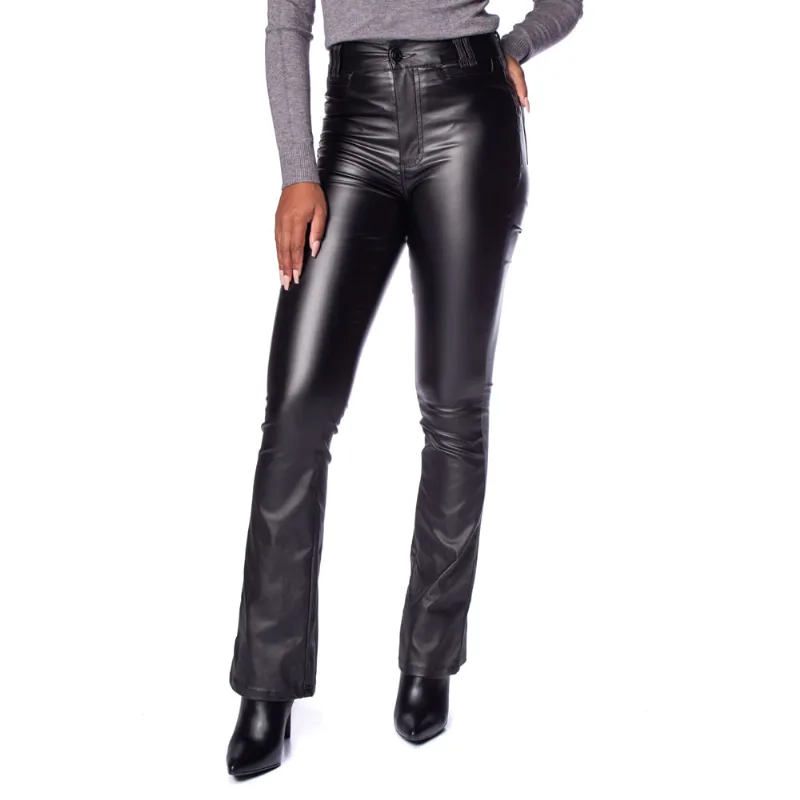 Calça Feminina Sawary Flare Boot Cut Resinada Preto - 34