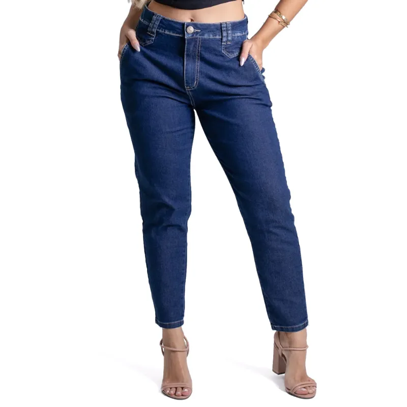 Calça Jeans Feminina Sawary Mom Azul Escuro - 38