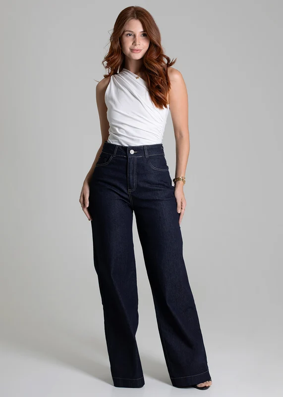 Calça Jeans Sawary Wide Leg - 276266 AZUL AZUL / 34