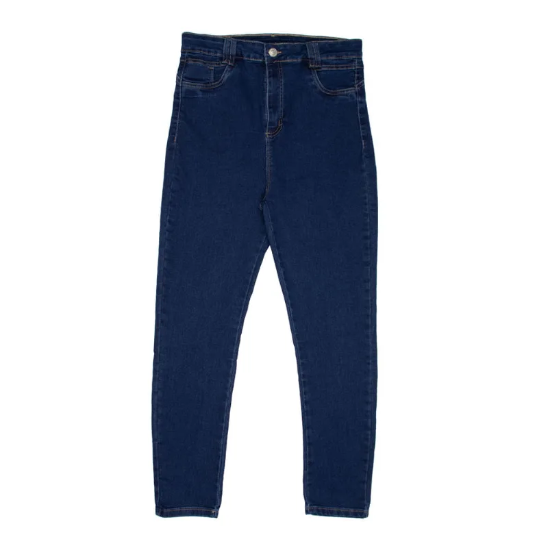 Calça Jeans Feminina Sawary Plus Size Cigarrete Lisa Azul - 48