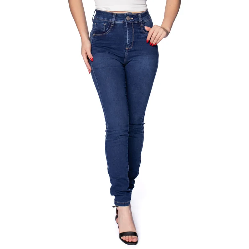 Calça Jeans Feminina Sawary Skinny Levanta Bumbum Azul Escuro - 40