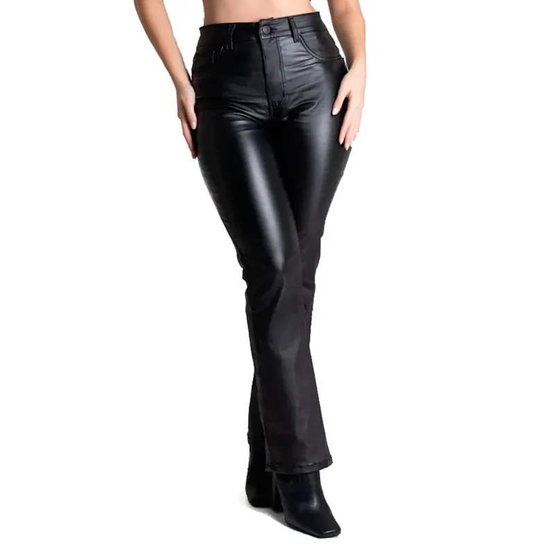 Calça Feminina Sawary Reta Resinada Preto - 38