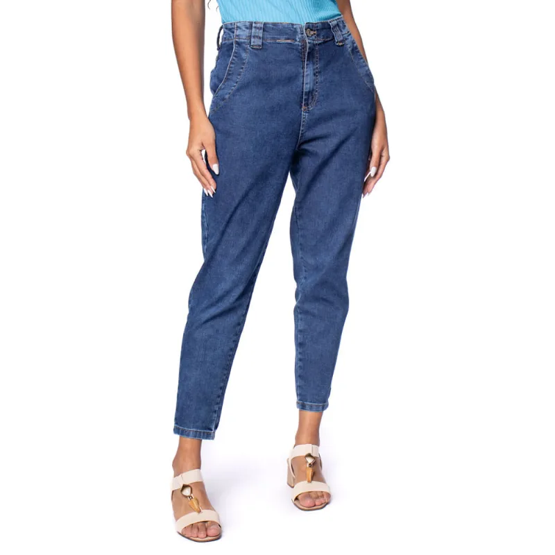 Calça Jeans Feminina Sawary Mom Azul Escuro - 44