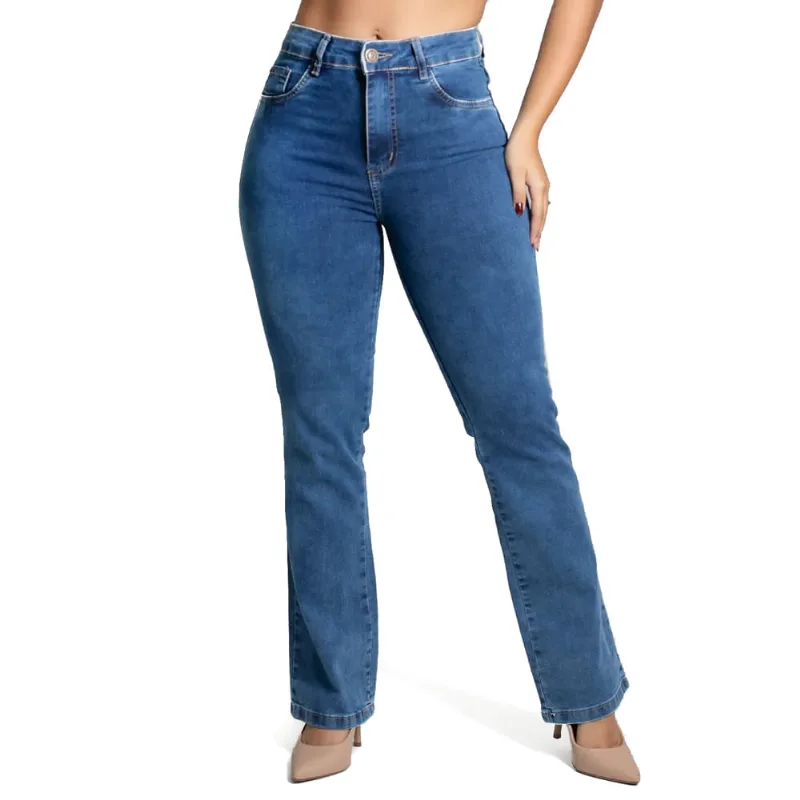 Calça Jeans Feminina Sawary Reta Azul - 40