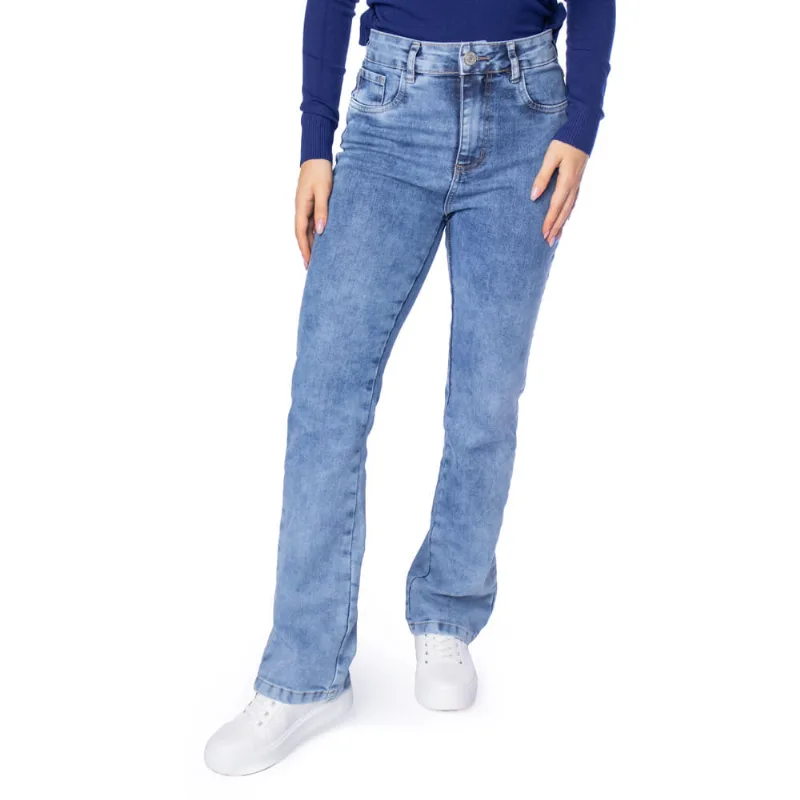 Calça Feminina Sawary Jeans Reta Boot Cut Azul Claro - 38