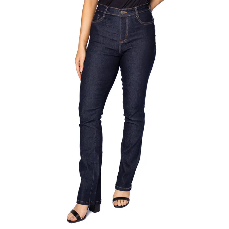 Calça Jeans Feminina Sawary Reta Azul Escuro - 38