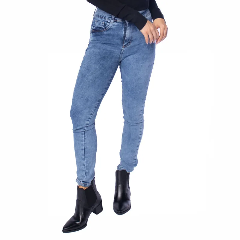 Calça Feminina Sawary Jeans Boot Levanta Bumbum Cut Azul - 46