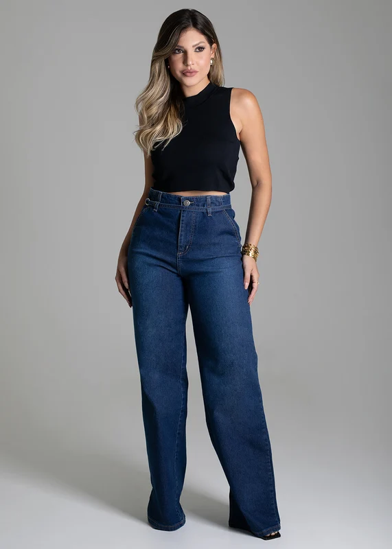 Calça Jeans Sawary Wide Leg - 278654 AZUL AZUL / 42