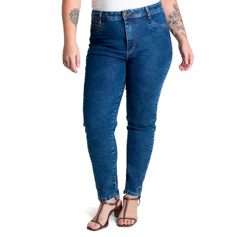 Calça Jeans Feminina Sawary Plus Size Skinny Lisa Azul - 54
