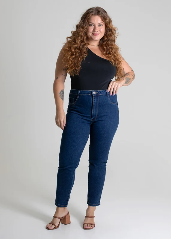 Calça Jeans Sawary Cropped Plus Size - 279370 AZUL AZUL / 54